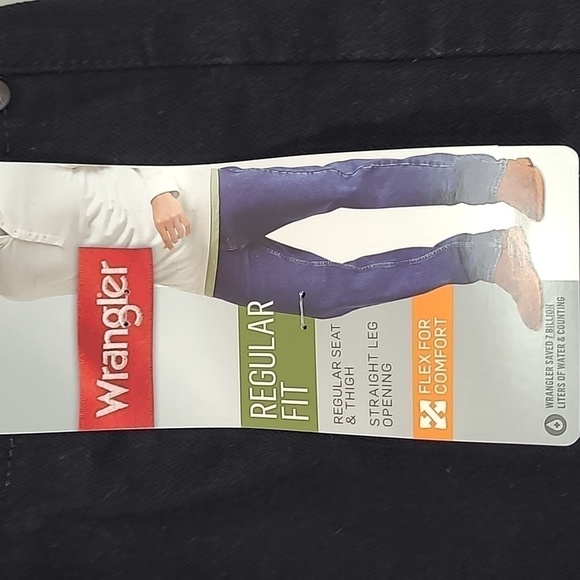 Wrangler 36 X 30- Jeans NEW Black Regular Fit Straight Leg Comfort Flex - Picture 4 of 12